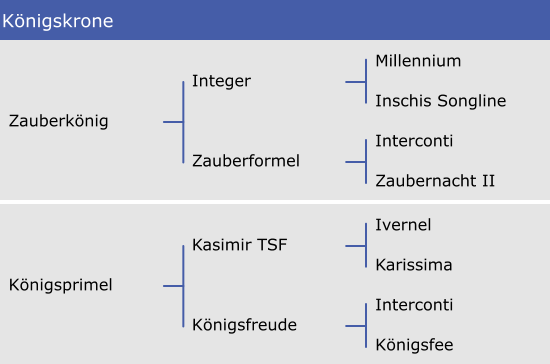 Königskrone Millennium Inschis Songline Interconti Zaubernacht II Integer Zauberformel Zauberkönig Ivernel Karissima Interconti Königsfee Kasimir TSF Königsfreude Königsprimel